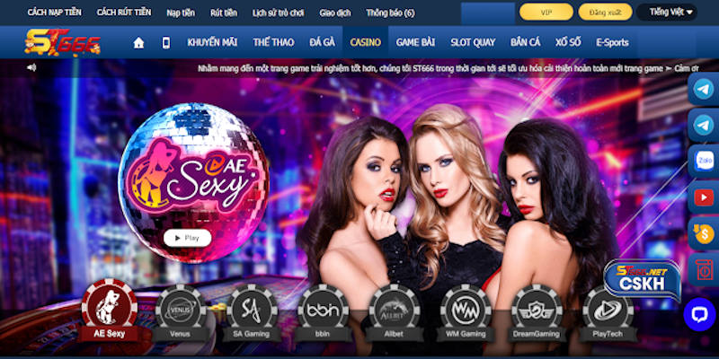 Giao diện đẳng cấp tại ST666 Casino 